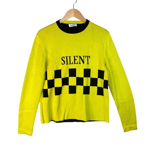 Tim Coppens Silent Motive Checkerboard Knit Sweater Yellow‎ Black - Picture 1 of 14